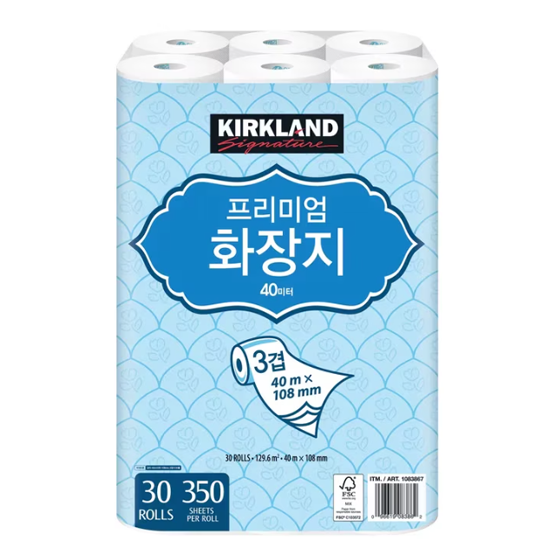 커클랜드 시그니춰 프리미엄 3겹화장지40m x 30롤 x 2