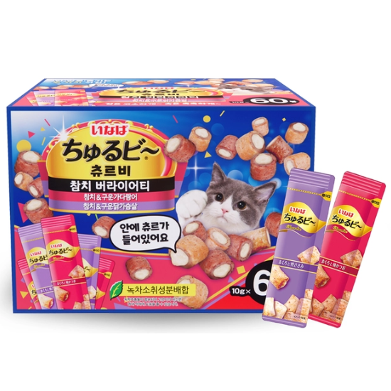이나바 츄르비 버라이어티 고양이 간식 10g x 60봉