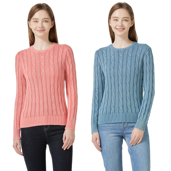리디아 바인 여성 수피마코튼 빅케이블 스웨터