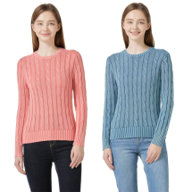 리디아 바인 여성 수피마코튼 빅케이블 스웨터