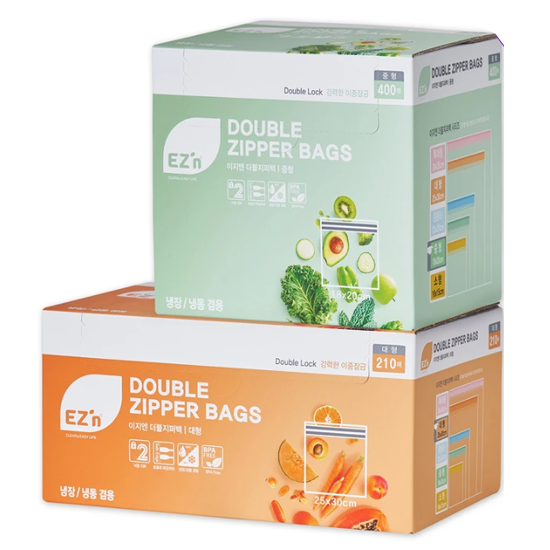 이지엔 더블지퍼백 중형 400매 + 대형 210매