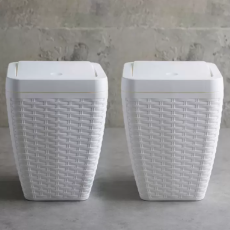 바스클립 라탄 다이아몬드 플립형 쓰레기통 7L 2개 화이트