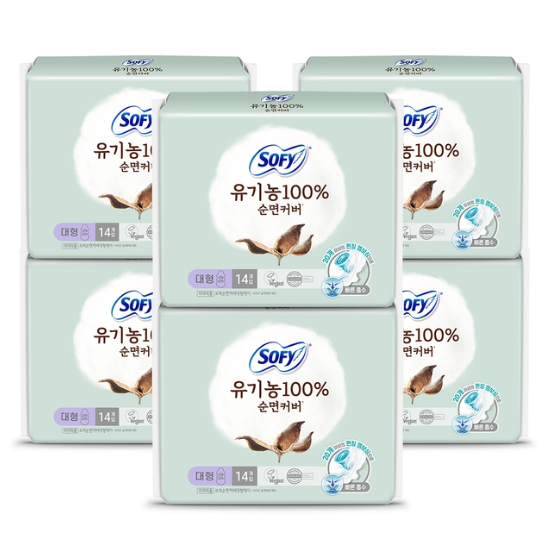 쏘피 유기농 순면커버 대형 14개x 6팩